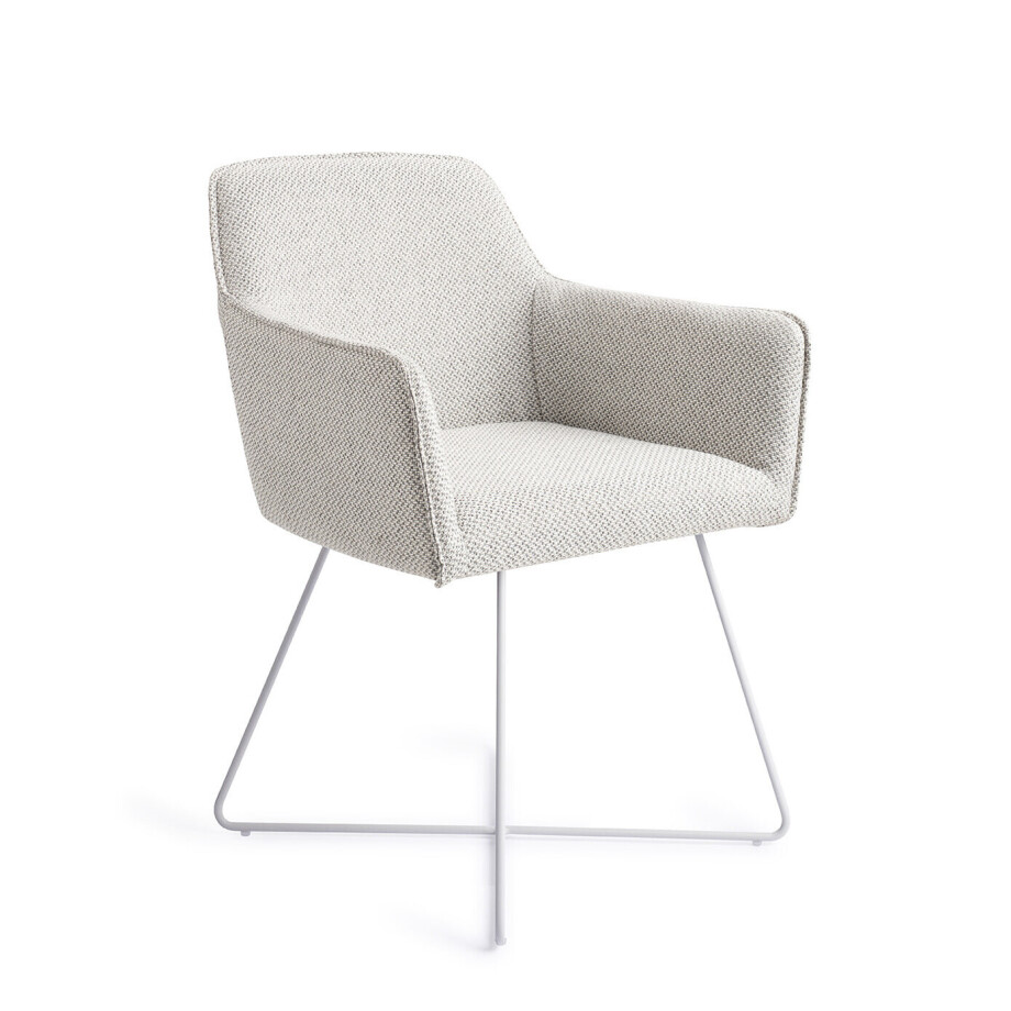 Jesper Home Eetkamerstoel 'Hofu' Cross White, kleur Checkers Charm Jesper Home Eetkamerstoel 'Hofu' Cross White, kleur Checkers Charm afbeelding 1