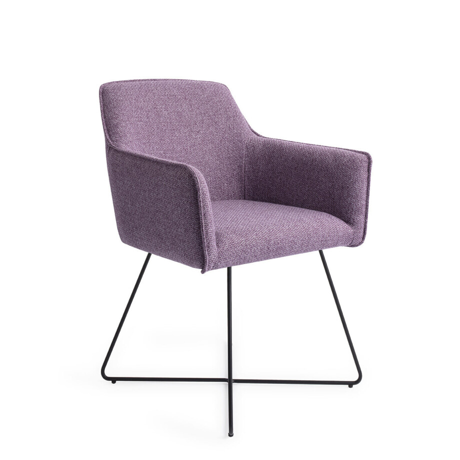 Jesper Home Eetkamerstoel 'Hofu' Cross Black, kleur Violet Daisy Jesper Home Eetkamerstoel 'Hofu' Cross Black, kleur Violet Daisy afbeelding 1