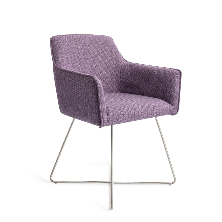 Jesper Home Eetkamerstoel 'Hofu' Cross Steel, kleur Violet Daisy Jesper Home Eetkamerstoel 'Hofu' Cross Steel, kleur Violet Daisy afbeelding 1