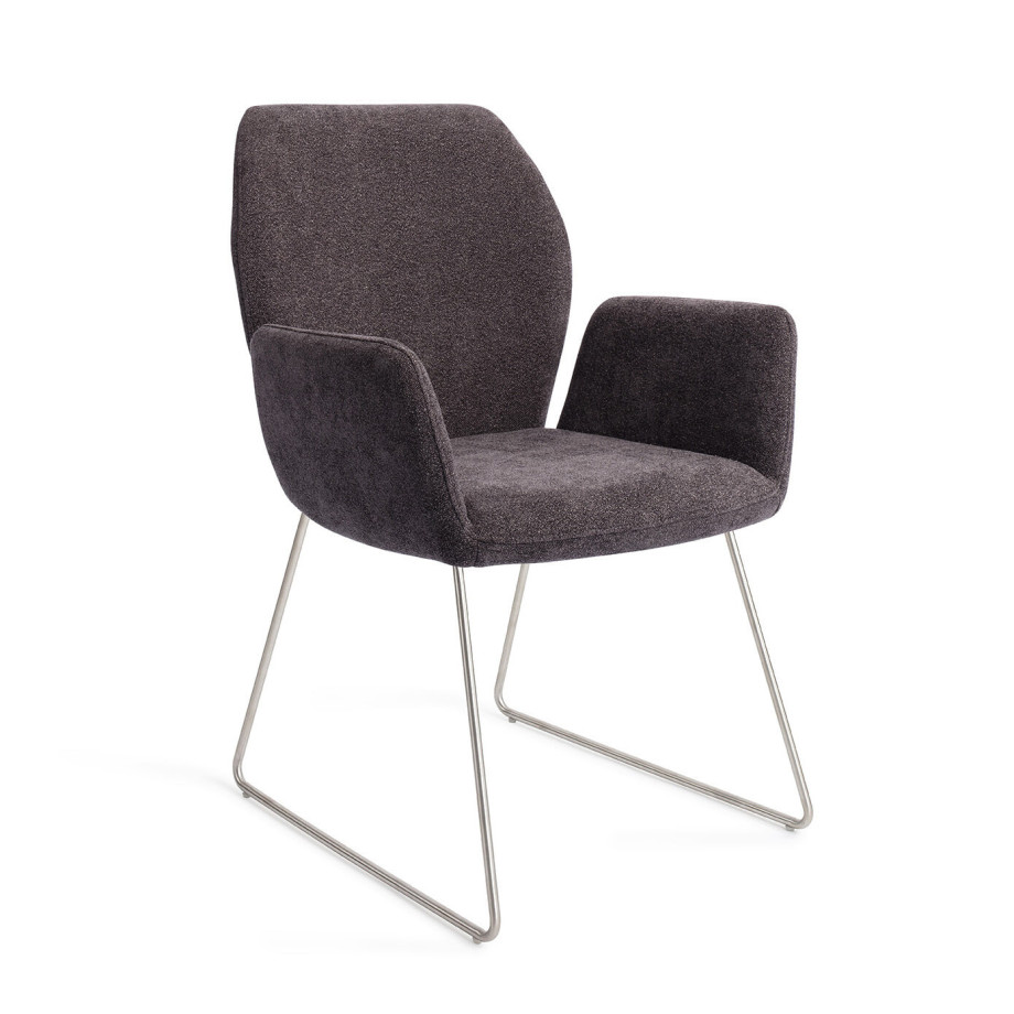 Jesper Home Eetkamerstoel 'Misaki' Slide Steel, kleur Almost Black afbeelding 1
