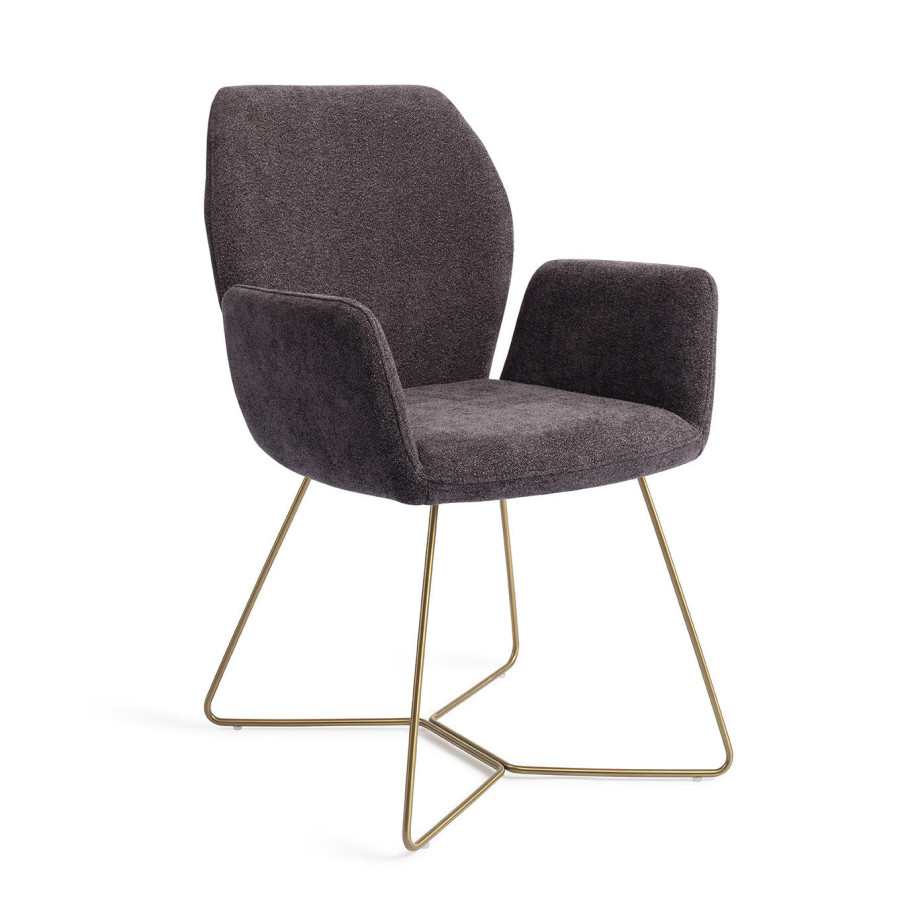 Jesper Home Eetkamerstoel 'Misaki' Beehive Gold, kleur Almost Black afbeelding 1