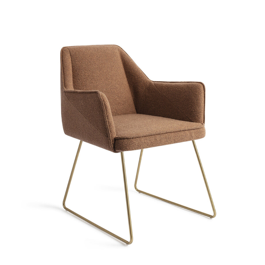 Jesper Home Eetkamerstoel 'Tome' Slide Gold, kleur Cinnamon Bun Jesper Home Eetkamerstoel 'Tome' Slide Gold, kleur Cinnamon Bun afbeelding 1