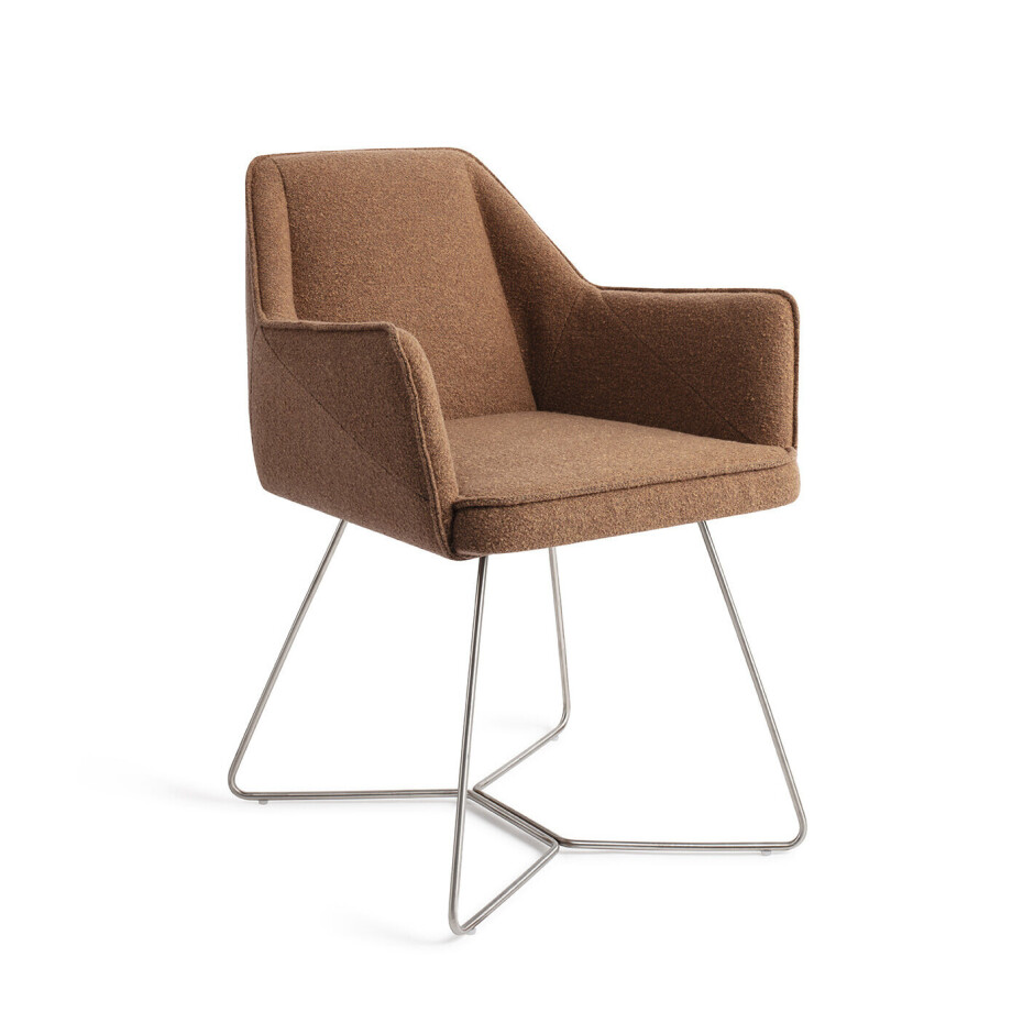 Jesper Home Eetkamerstoel 'Tome' Beehive Steel, kleur Cinnamon Bun Jesper Home Eetkamerstoel 'Tome' Beehive Steel, kleur Cinnamon Bun afbeelding 1