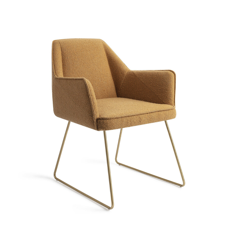 Jesper Home Eetkamerstoel 'Tome' Slide Gold, kleur Masai Giraffe Jesper Home Eetkamerstoel 'Tome' Slide Gold, kleur Masai Giraffe afbeelding 1