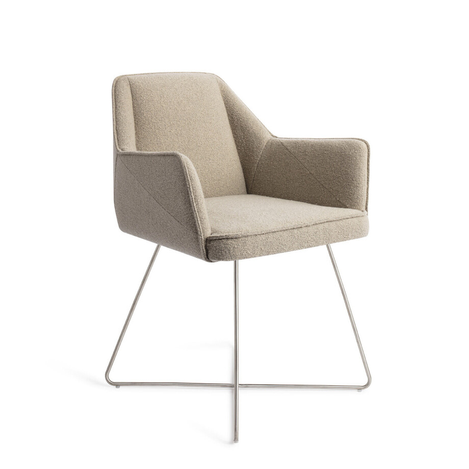 Jesper Home Eetkamerstoel 'Tome' Cross Steel, kleur Great Greige Jesper Home Eetkamerstoel 'Tome' Cross Steel, kleur Great Greige afbeelding 1