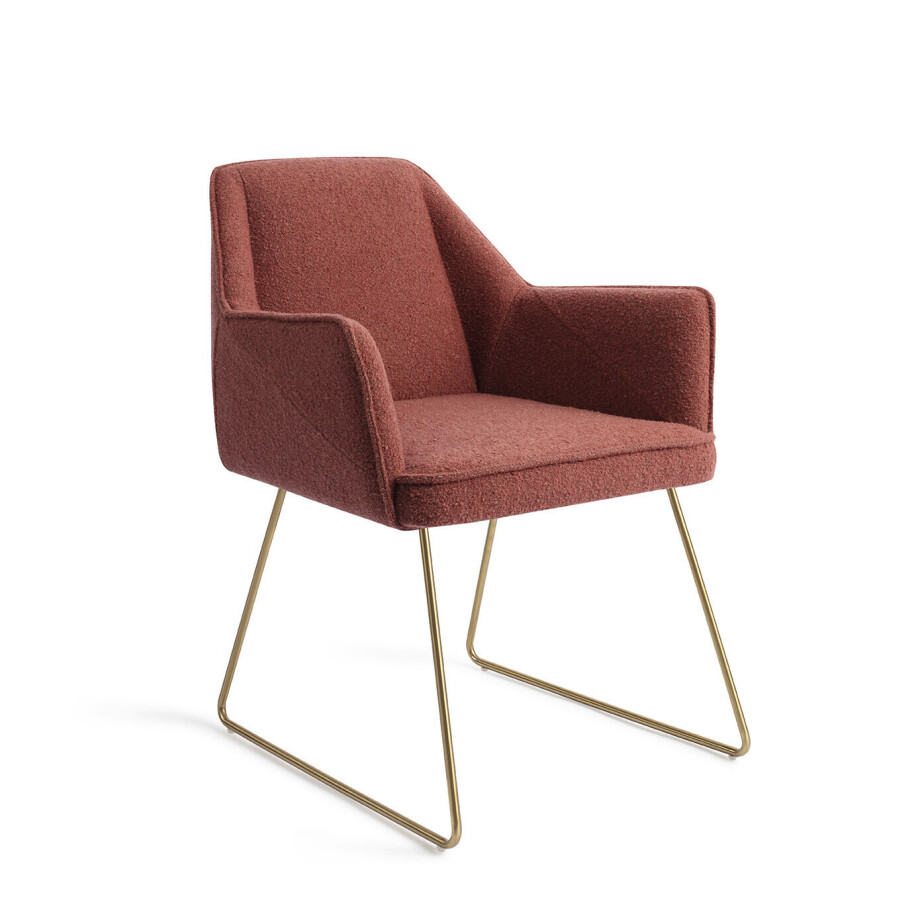 Jesper Home Eetkamerstoel 'Tome' Slide Gold, kleur Shabby Saffron Jesper Home Eetkamerstoel 'Tome' Slide Gold, kleur Shabby Saffron afbeelding 1