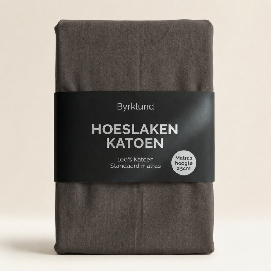 Hoeslaken Katoen - Antraciet - 90x200cm - Antraciet - Byrklund - Dekbed-Discounter.nl afbeelding 