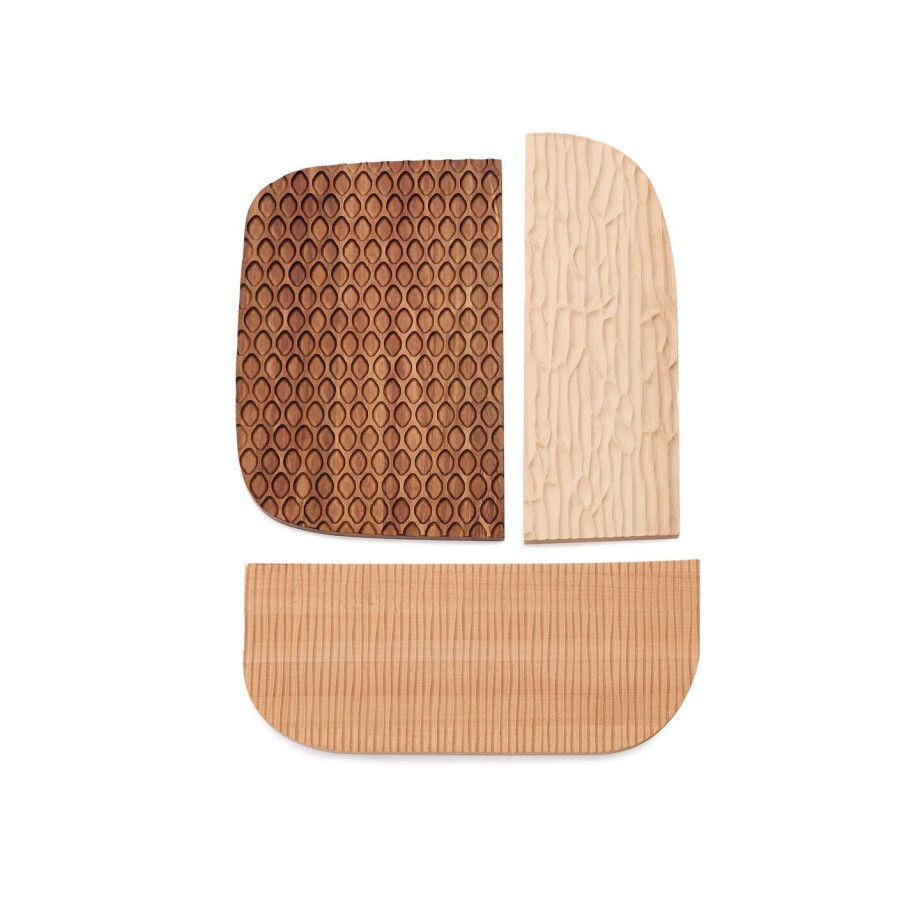 Kave Home Wandpaneel 'Trivax' Set van 3 stuks, Acaciahout afbeelding 1