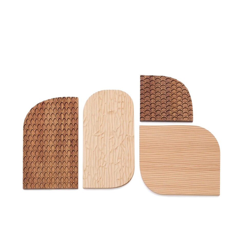 Kave Home Wandpaneel 'Trivax' Set van 4 stuks, Acaciahout afbeelding 1