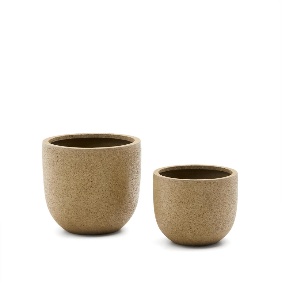 Kave Home Plantenpot 'Selvi' Set van 2 stuks, kleur Lichtbruin afbeelding 1