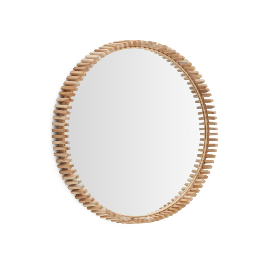 Kave Home Ronde Spiegel 'Polke' Teakhout, 80cm afbeelding 1