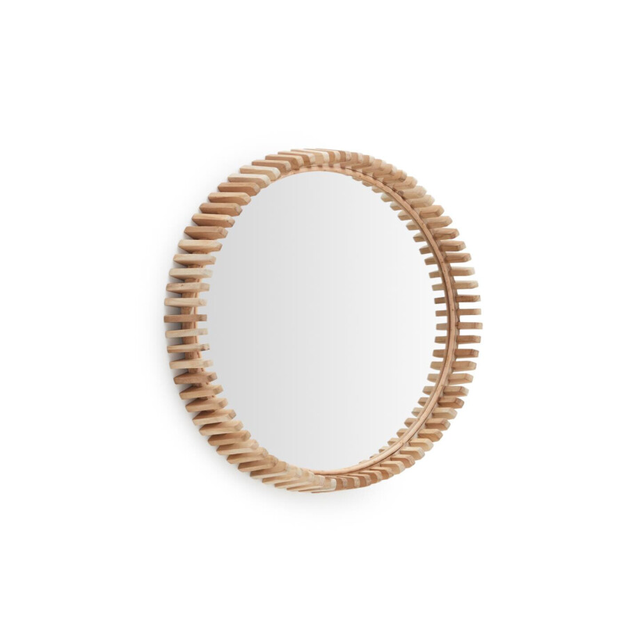Kave Home Ronde Spiegel 'Polke' Teakhout, 60cm afbeelding 1