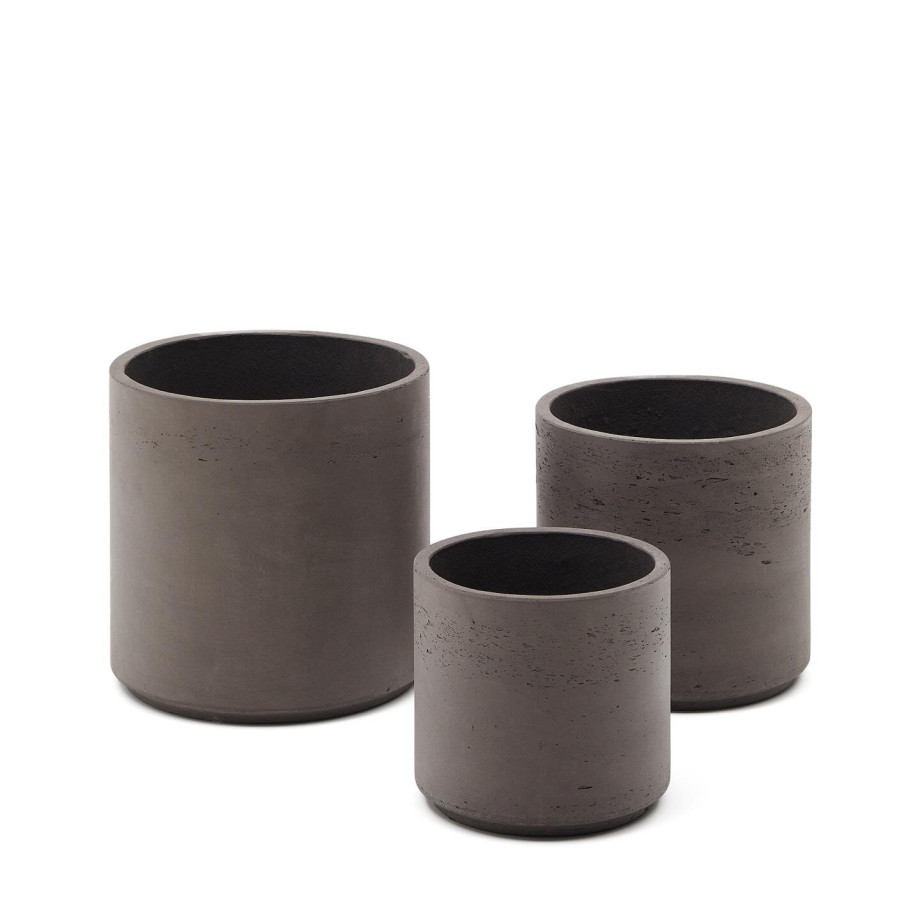 Kave Home Plantenpot 'Sintina' Set van 3 stuks, kleur Grijs afbeelding 1