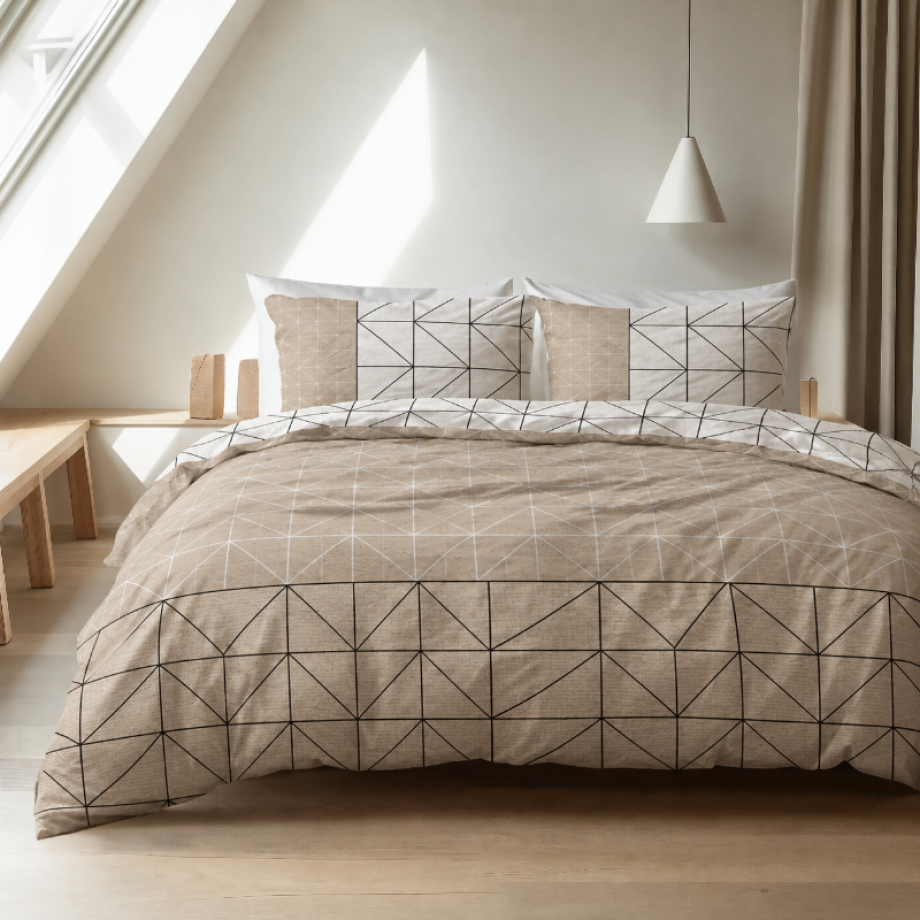 Dekbedovertrek Katoen-Flanel Geometric - Taupe - Lits-Jumeaux (240x220 Cm) - Taupe & Meerkleurig Flanel - Modern & Patroon - Sleeptime Elegance - Dekbed-Discounter.nl Dekbedovertrek Katoen-Flanel Geometric - Taupe - Lits-Jumeaux (240x220 Cm) - Taupe & Meerkleurig Flanel - Modern & Patroon - Sleeptime Elegance - Dekbed-Discounter.nl afbeelding