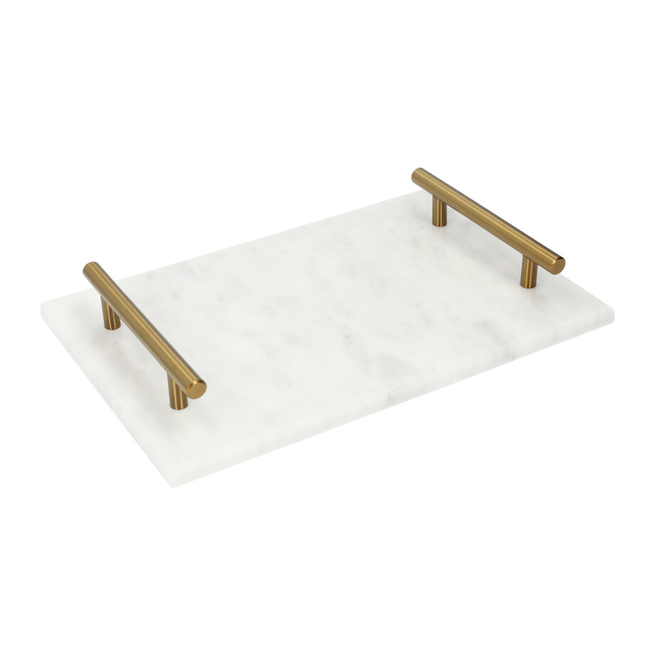 QUVIO Dienblad met gouden handvaten - 20 x 30 cm - Marmer afbeelding 1