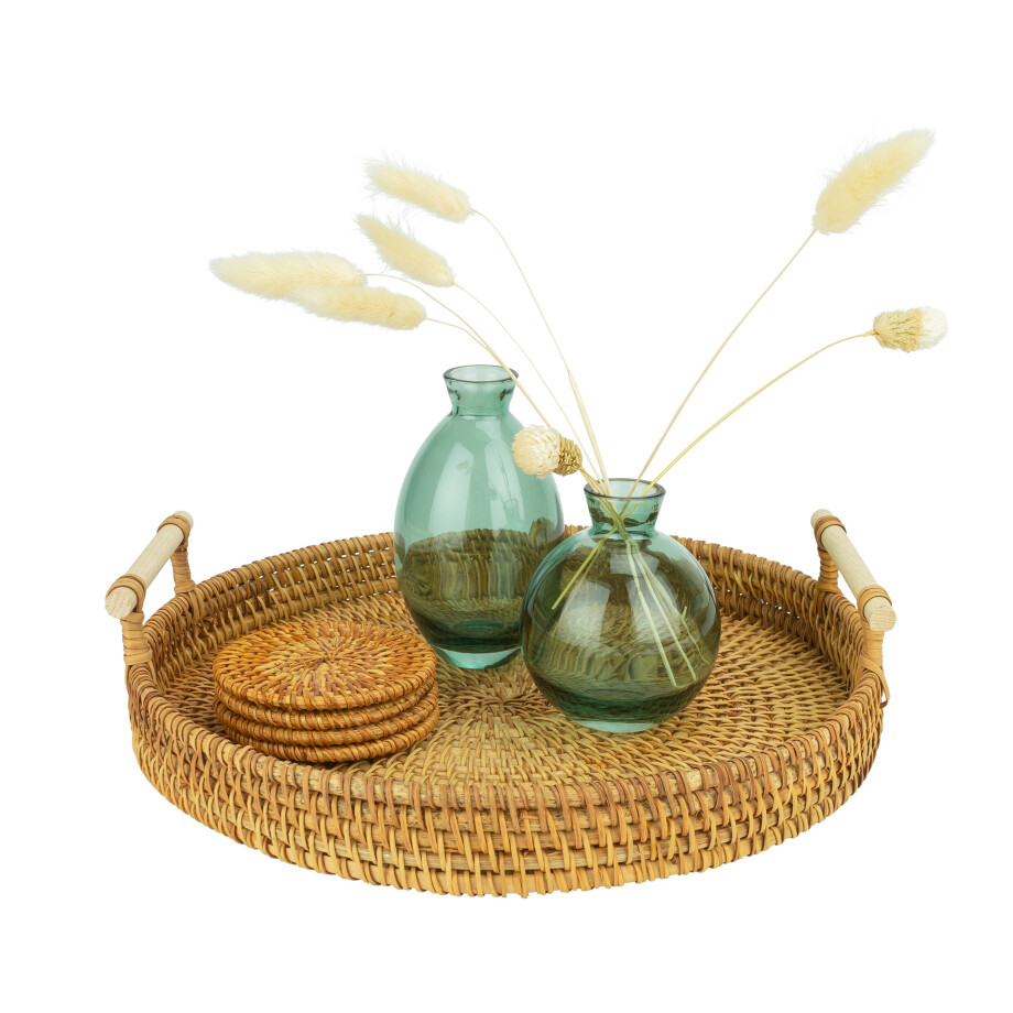 QUVIO Dienblad met handvaten - 28 cm - Rotan afbeelding 1