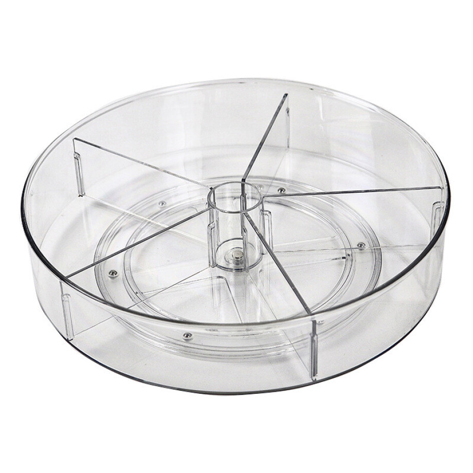 XIVADA Draaiplateau Hoog - Met 5 verdelers - 28 cm - Transparant afbeelding 1