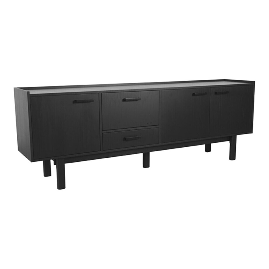 LABEL51 Dressoir 'Cali' Zwart Eiken, 220cm afbeelding 1
