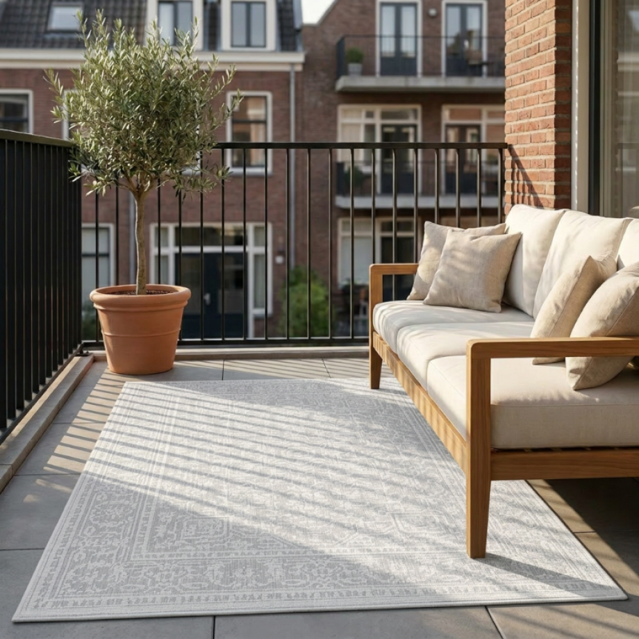 Dubbelzijdig Buitenkleed Kona - Wit Grijs 250x80cm - Polypropyleen - Dekbed-Discounter.nl Dubbelzijdig Buitenkleed Kona - Wit Grijs 250x80cm - Polypropyleen - Dekbed-Discounter.nl afbeelding