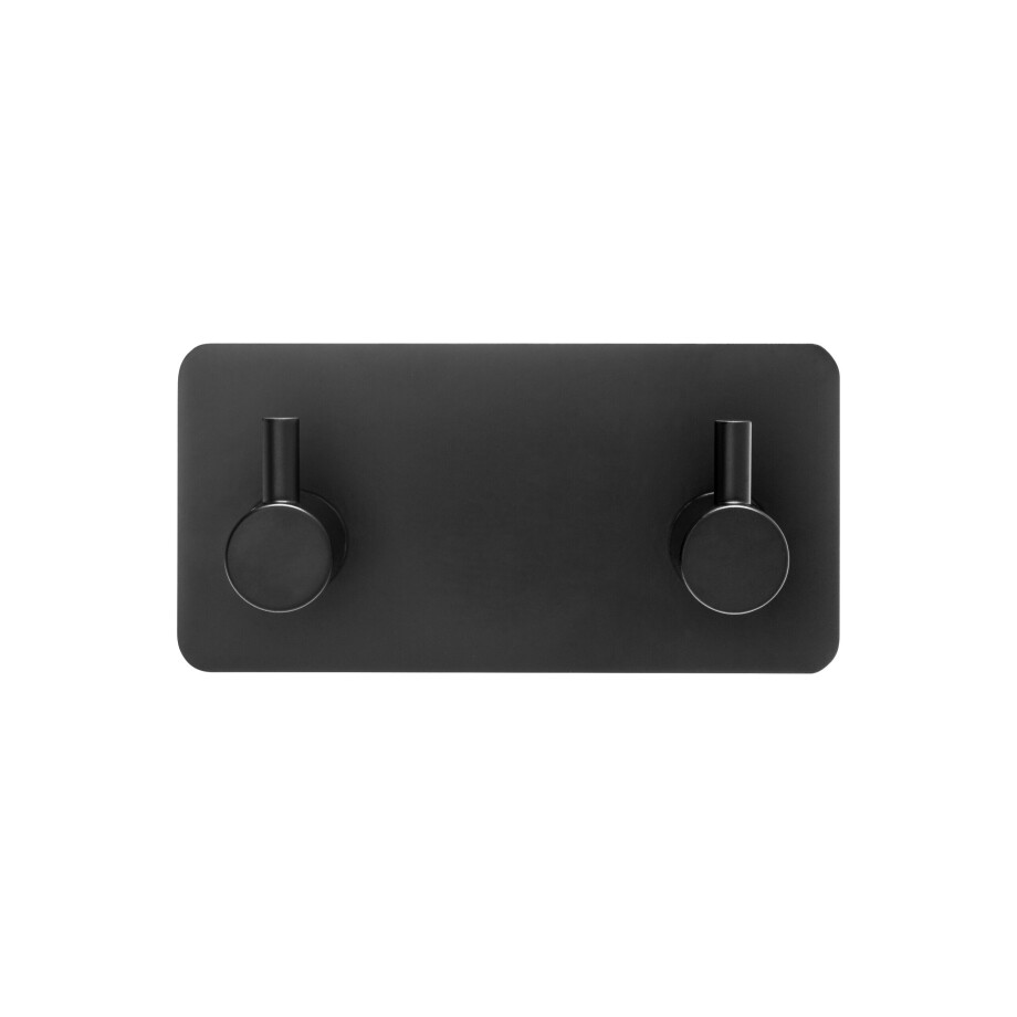 XIVADA Handdoekhaken Duo - Rvs - Plakstrip - Zwart - 2 in 1 afbeelding 1
