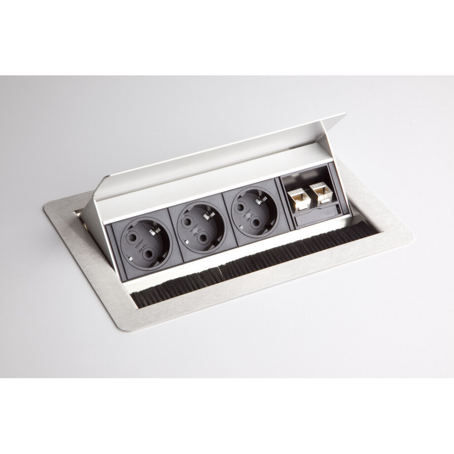 ELDATA1 Contactdoos (met installatie) | 3 x socket | 2 x RJ45 - Accessoires Zilver ELDATA1 Contactdoos (met installatie) | 3 x socket | 2 x RJ45 - Accessoires Zilver afbeelding 1