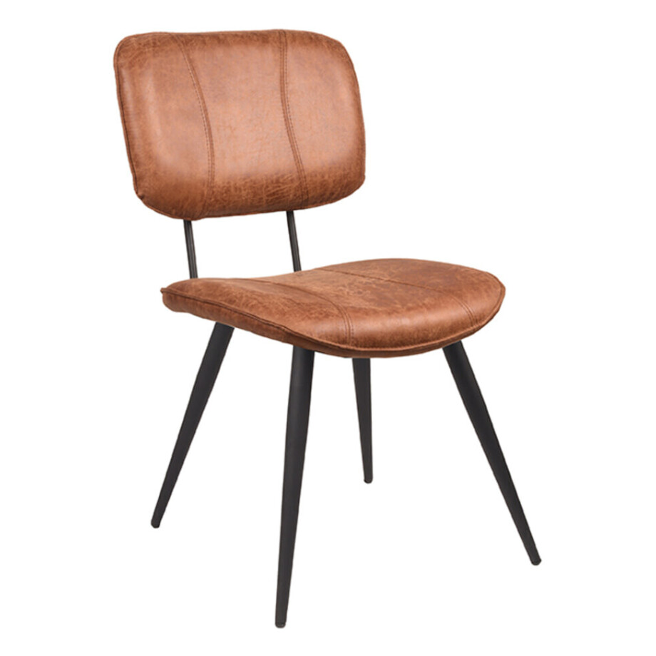 LABEL51 Eetkamerstoel 'Fos', Leer, kleur Cognac LABEL51 Eetkamerstoel 'Fos', Leer, kleur Cognac afbeelding 1