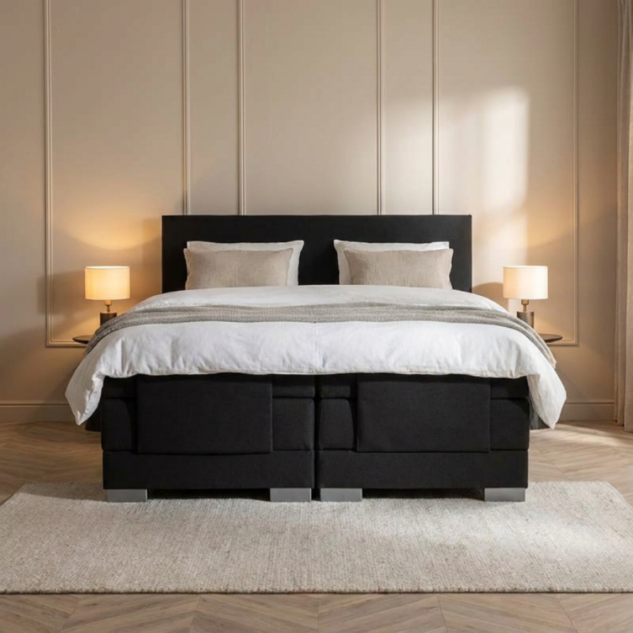 Elektrisch Verstelbare 2-Persoons Elektrische Boxspring Julia - Zwart - Zwart 180x210 Cm - Pocketvering - Inclusief Topper - Dekbed-Discounter.nl Elektrisch Verstelbare 2-Persoons Elektrische Boxspring Julia - Zwart - Zwart 180x210 Cm - Pocketvering - Inclusief Topper - Dekbed-Discounter.nl afbeelding 1