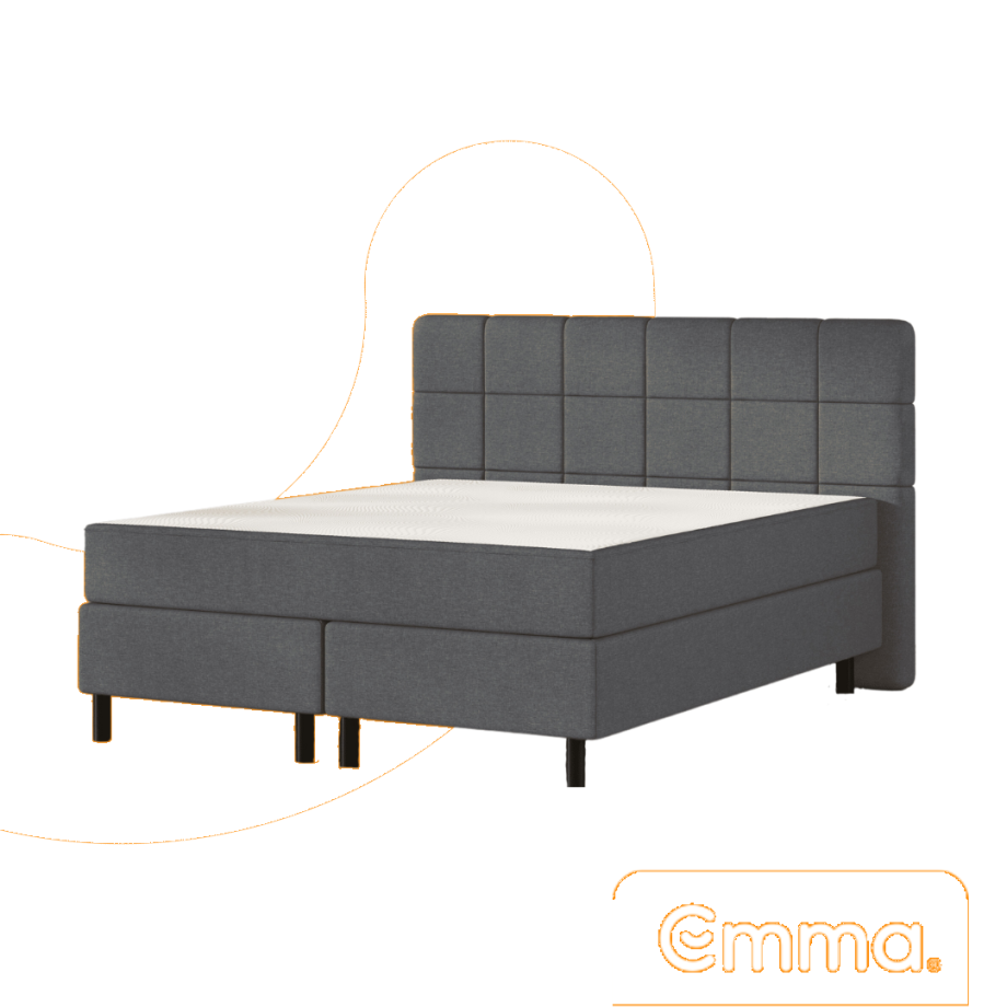 Emma Deluxe Boxspring 200x200 - Donkergrijs - Klassiek - Zwart Eiken - Hybrid afbeelding 