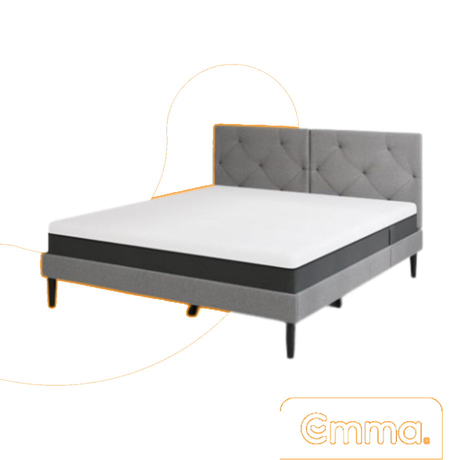 Emma Original Bed - 160x200 cm - Donker grijs - Elegant Hoofdbord - 2 Lades afbeelding 