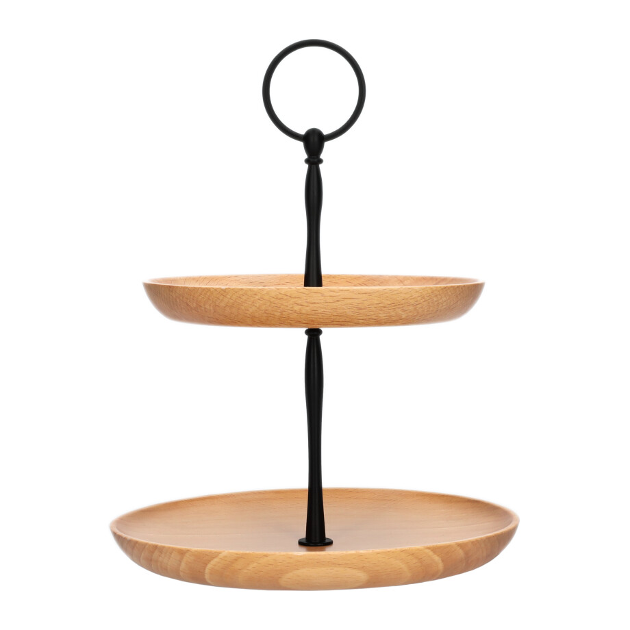 QUVIO Etagere / Serveerschaal - Hout en staal - 2 Laags afbeelding 1