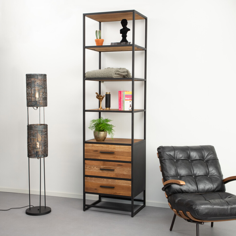 Sohome Boekenkast 'Manilla' Teak, 60 x 220cm Sohome Boekenkast 'Manilla' Teak, 60 x 220cm afbeelding