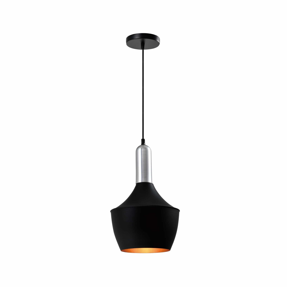 QUVIO Hanglamp modern - Zilveren bovenkant - D 25 cm - Zwart afbeelding 1