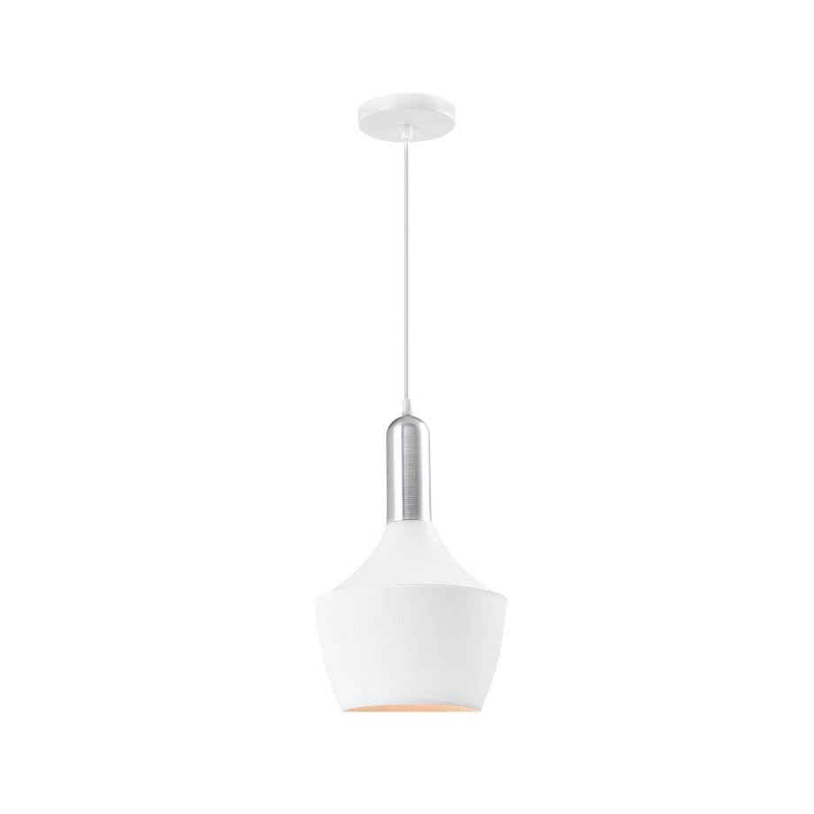 QUVIO Hanglamp modern - Zilveren bovenkant - D 25 cm - Wit afbeelding 1