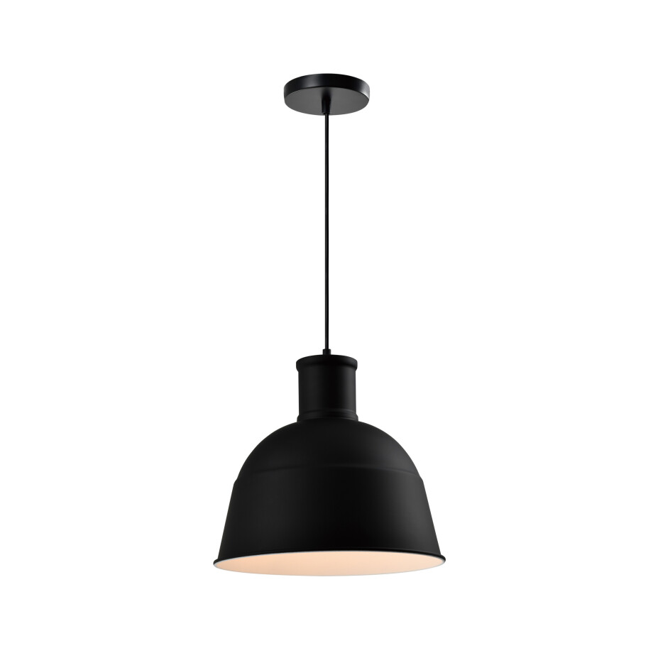 QUVIO Hanglamp industrieel - Fabriekslamp rond - D 33 cm - Zwart afbeelding 1