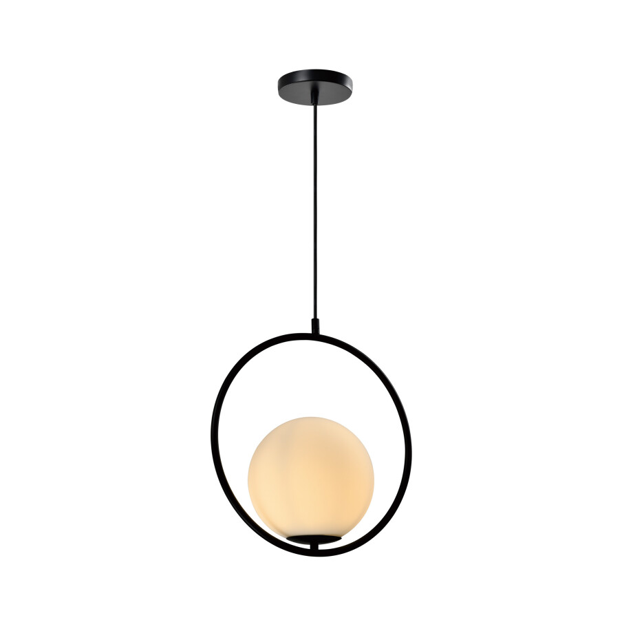 QUVIO Hanglamp modern - Rond metalen frame - D 35 cm - Zwart afbeelding 1