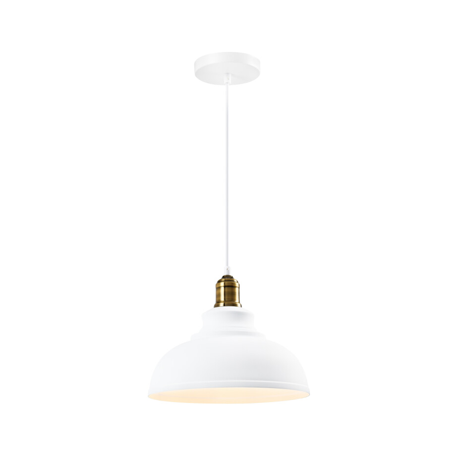 QUVIO Hanglamp industrieel - Aluminium - D 30 cm - Wit afbeelding 1