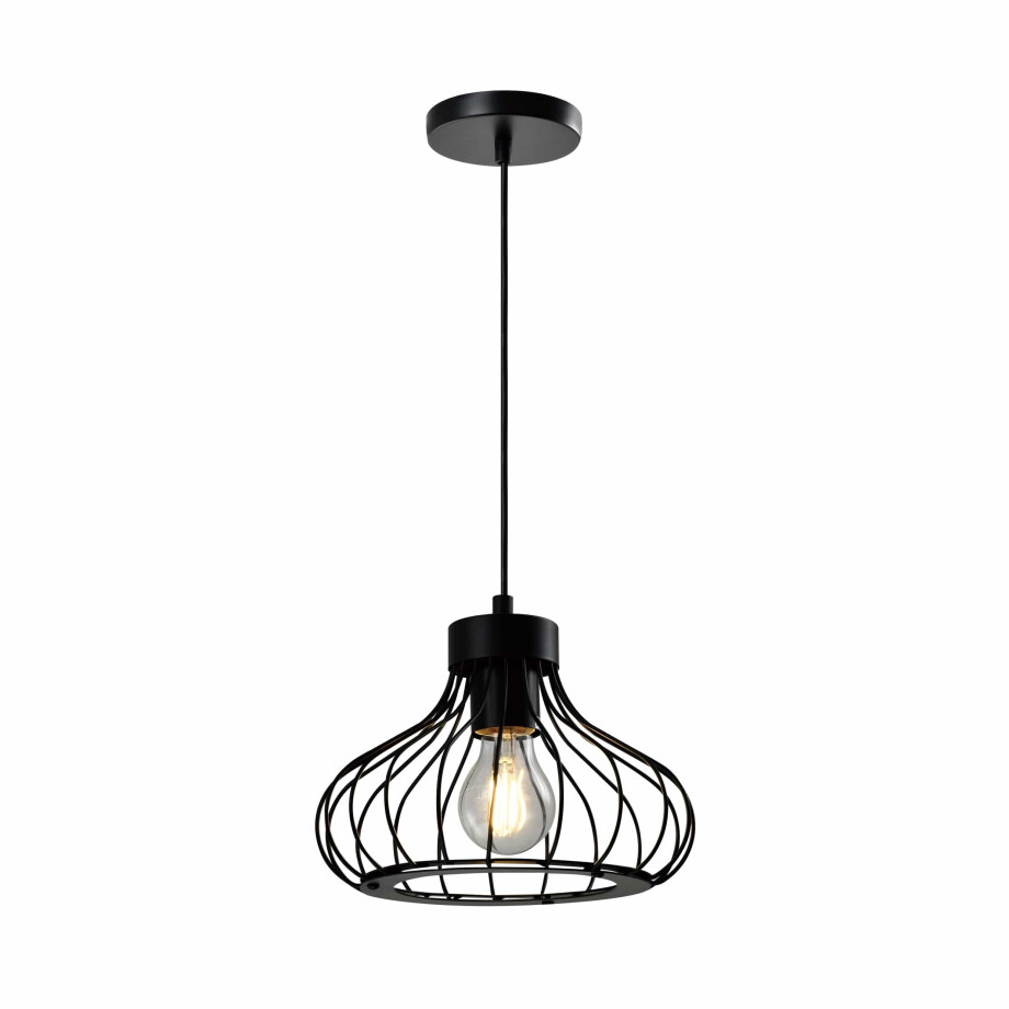 QUVIO Hanglamp modern - Draadlamp - D 22 cm - Zwart afbeelding 1