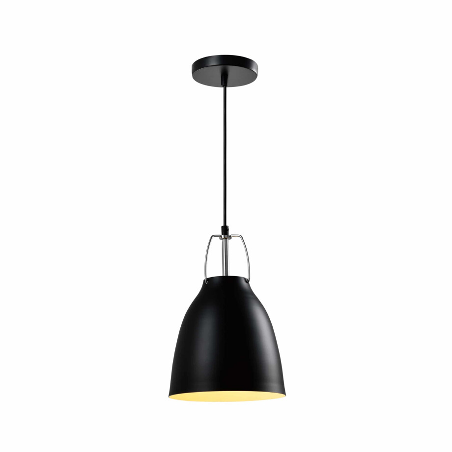QUVIO Hanglamp industrieel - Ronde kegel - D 20 cm - Zwart afbeelding 1