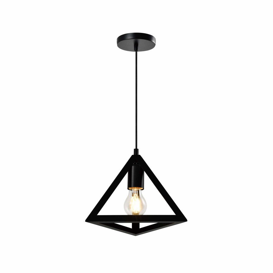 QUVIO Hanglamp modern - Design lamp driehoek - 25 x 25 x 19 cm - Zwart afbeelding 1