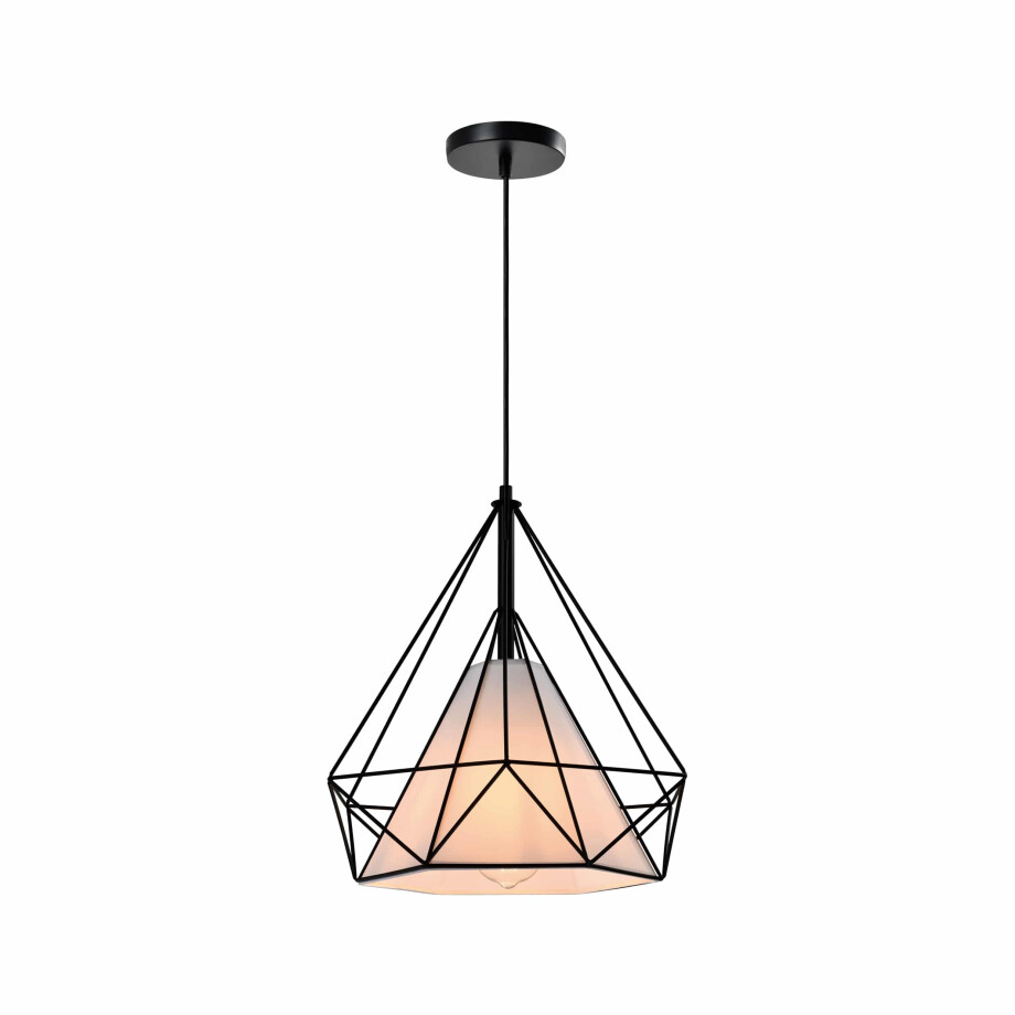 QUVIO Hanglamp modern - Draadlamp kegel - D 38 cm - Zwart afbeelding 1