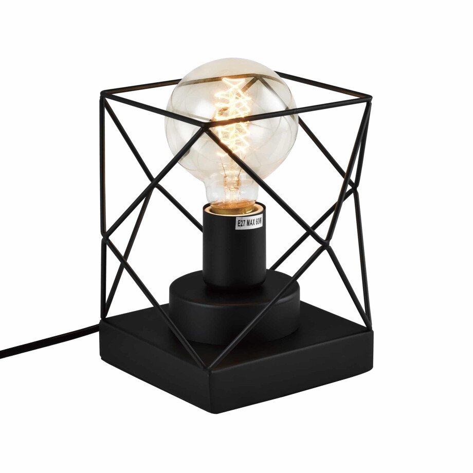 QUVIO Tafellamp modern - Draadlamp - 18 x 17 cm - Zwart afbeelding 1