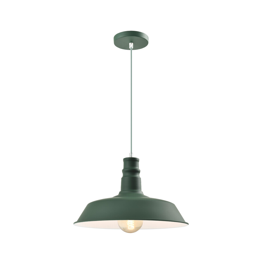 QUVIO Hanglamp retro - Vintage cafe lamp - D 36 cm - Groen afbeelding 1