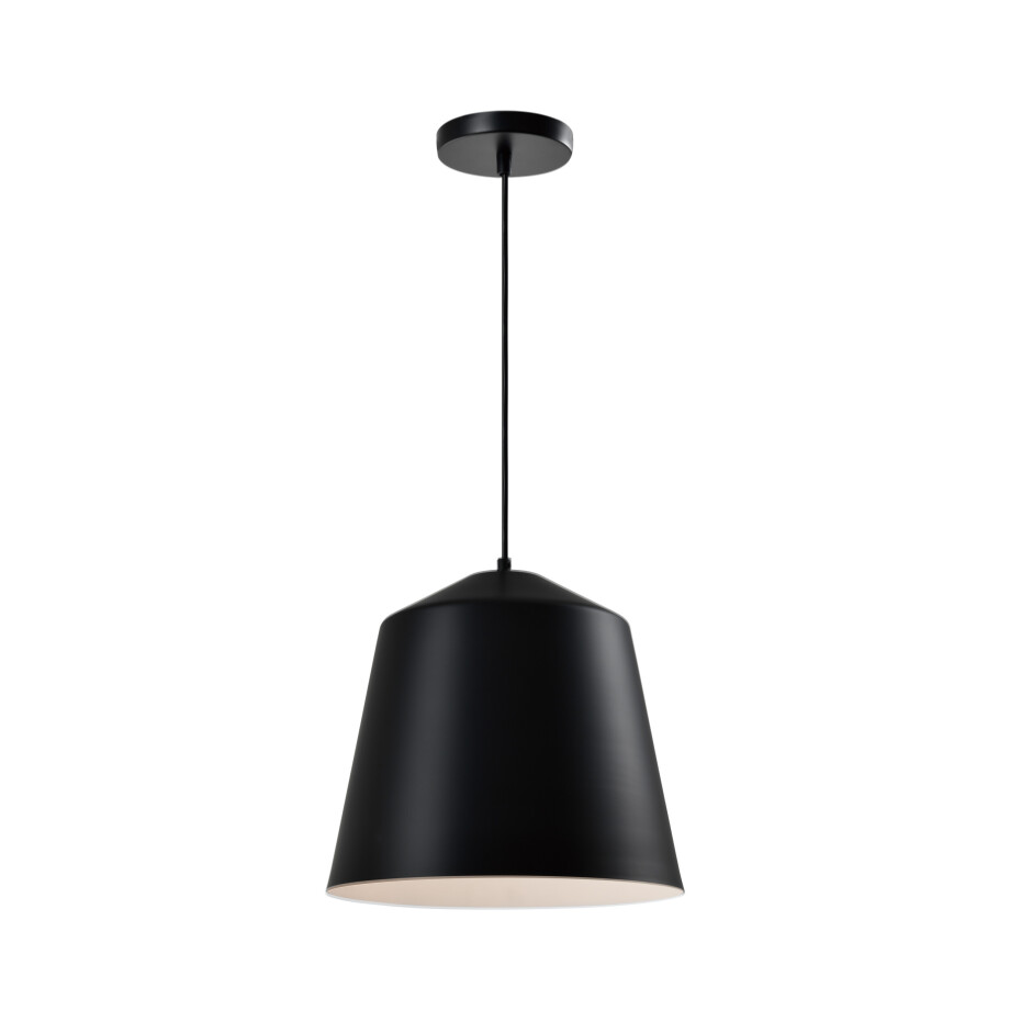QUVIO Hanglamp modern - Kokerlamp - D 33 cm - Zwart afbeelding 1