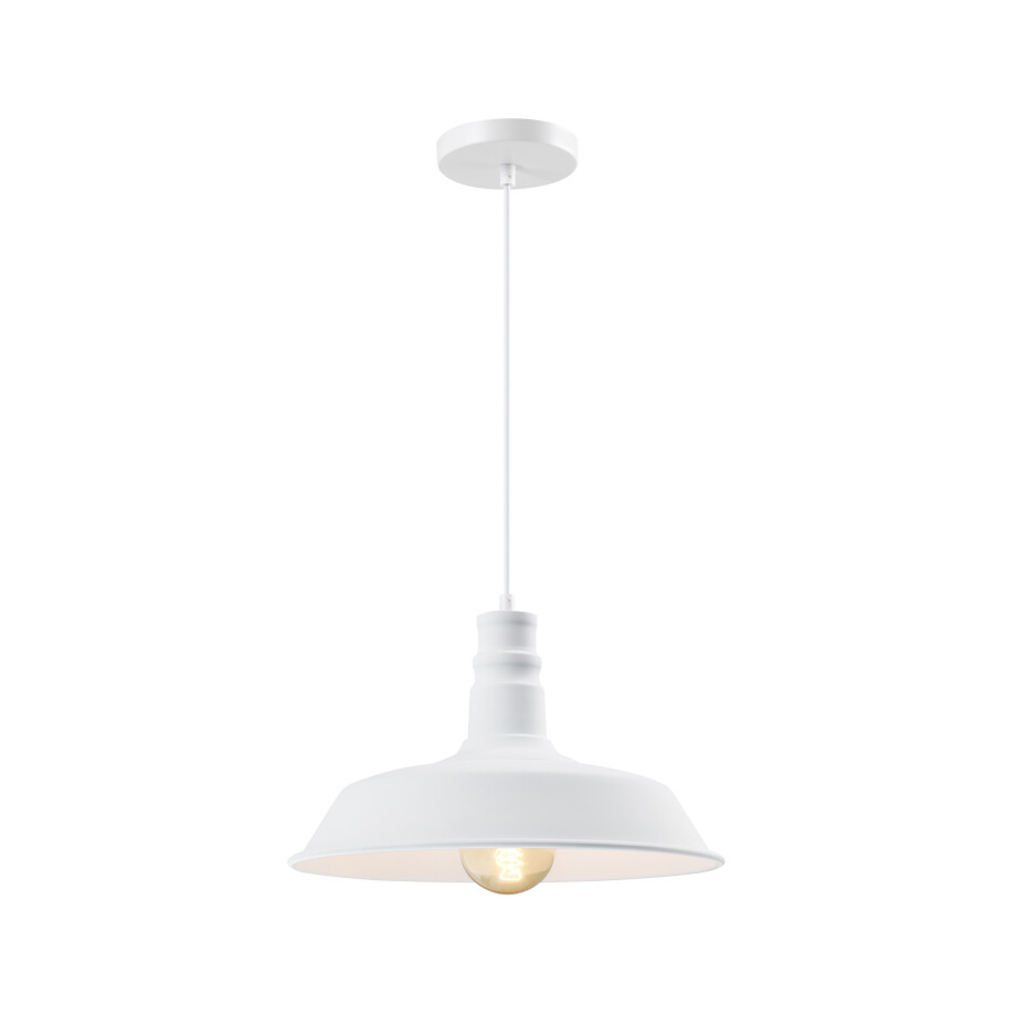 QUVIO Hanglamp retro - Vintage cafe lamp - D 36 cm - Wit afbeelding 1