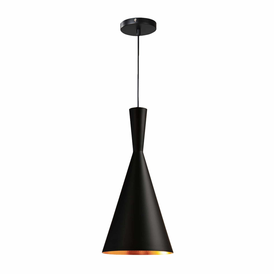 QUVIO Hanglamp modern - Kegel met koperen binnenkant - Diameter 18,5 cm afbeelding 1
