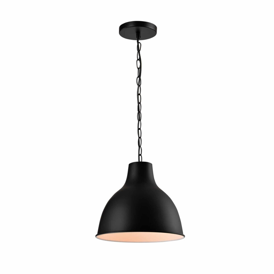 QUVIO Hanglamp industrieel - Rond met stalen ketting - Diameter 35 cm afbeelding 1