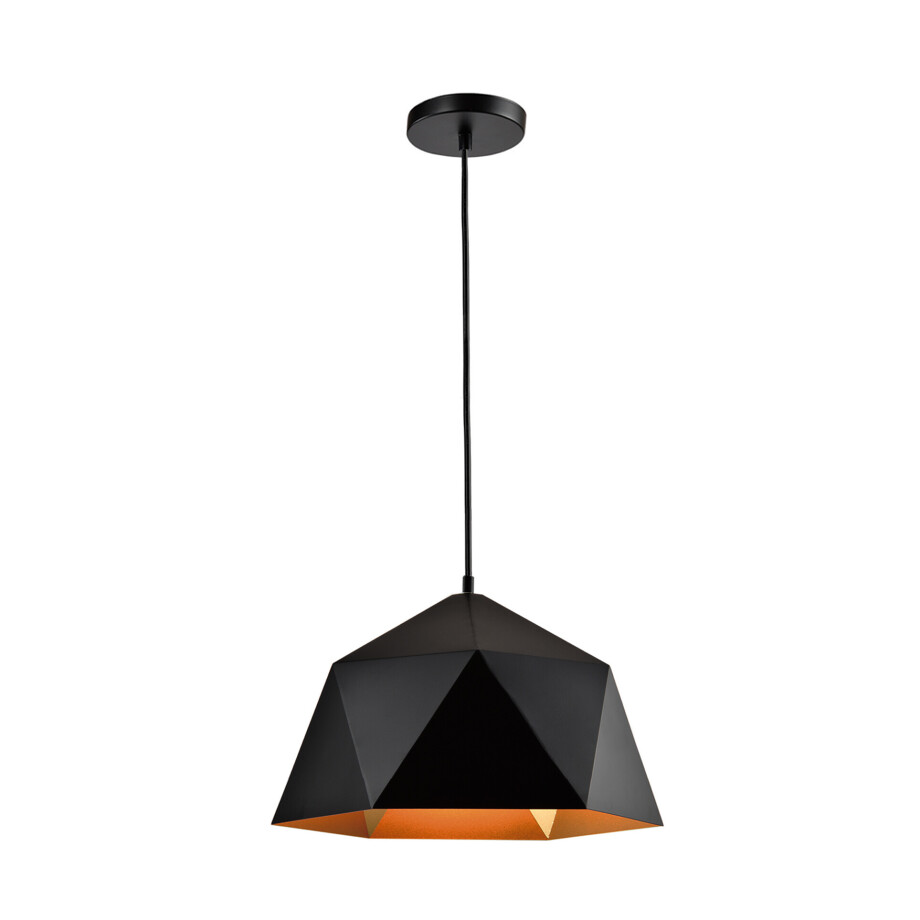QUVIO Hanglamp modern - Hoekig design - Diameter 33 cm - Zwart afbeelding 1