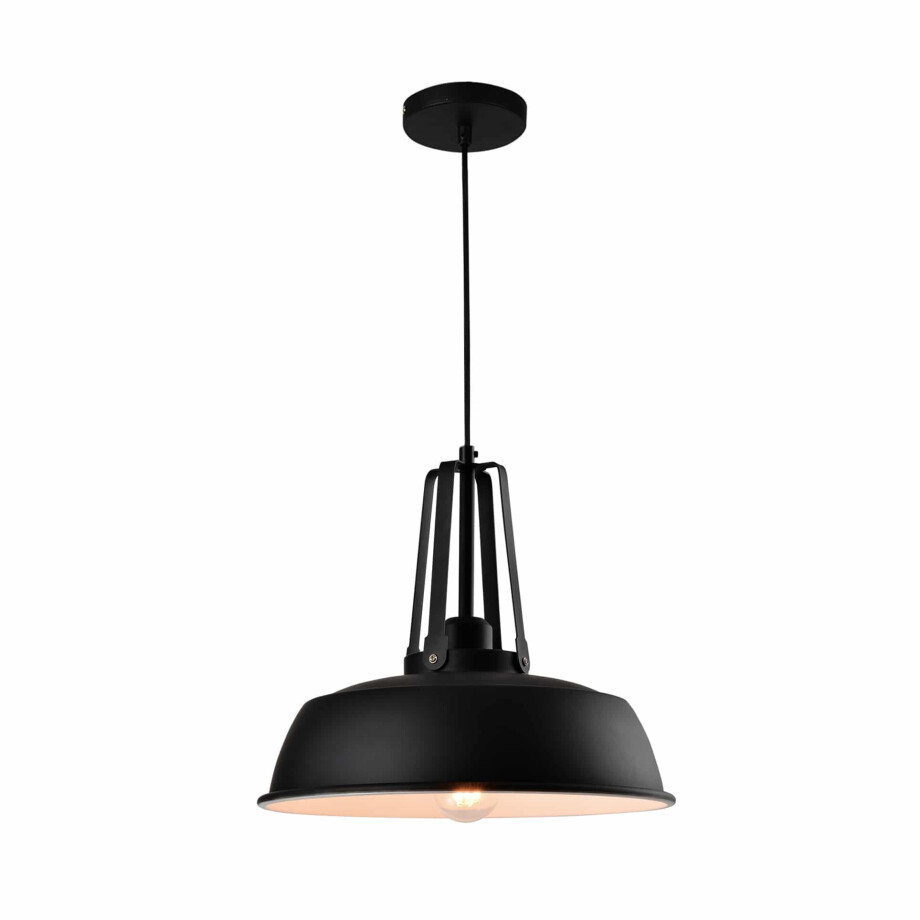QUVIO Hanglamp industrieel - Bolvormige kap - Diameter 35 cm - Zwart afbeelding 1