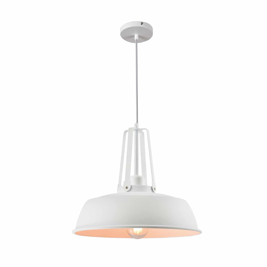 QUVIO Hanglamp industrieel - Bolvormige kap - Diameter 35 cm - Wit afbeelding 1