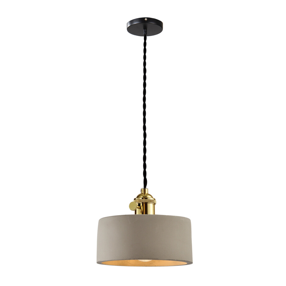 QUVIO Hanglamp landelijk - Brede cilinder van beton - Diameter 16 cm afbeelding 1